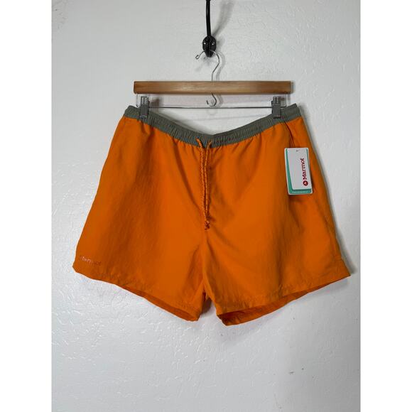 Marmot Juniper Springs Shorts 5" Size Large Orange Drawstring Summer NEW - Picture 1 of 9